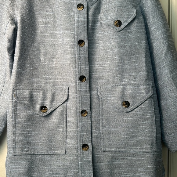 GANNI Blue Slub Recycled Polyester and Linen Blend Jacket Size 34EU - Picture 3 of 10